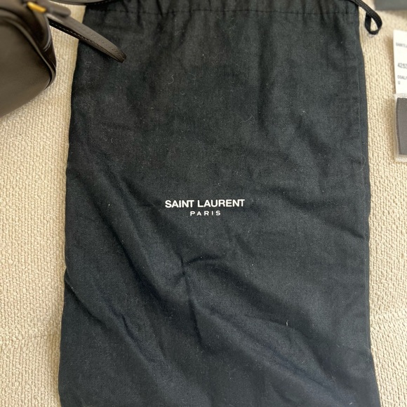 Yves Saint Laurent Coal Gray Leather Pouch Mono- crossbody - Picture 14 of 16